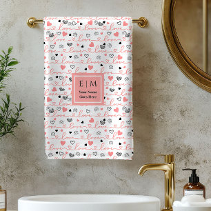 Stylish Valentine Bath Towel Love Text Lettering
