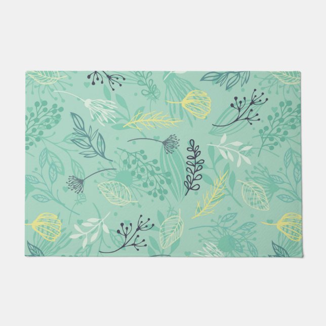 Stylish various foliage green doormat (Front)