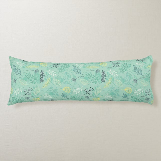 Stylish various foliage green pattern body pillow (Front)
