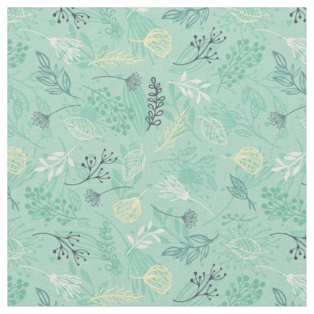 Stylish various foliage green pattern fabric (Close Up)