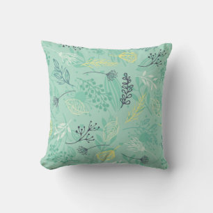 Stylish various foliage green pattern throw pillow