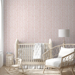 Stylish Vertical Pink Stripe and Gold Confetti  Wallpaper