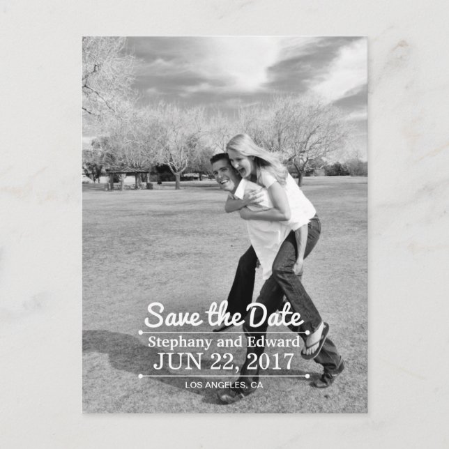 Stylish Vertical Save the Date Photo Carte postale (Devant)
