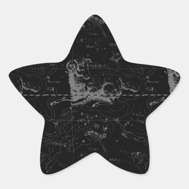 Stylish Vintage Aries Constellation by Hevelius Star Sticker (Front)