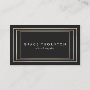 Stylish Vintage Black Gold Border Business Card