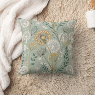 Stylish Vintage Botanical Dandelion Throw Pillow