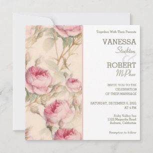 Stylish Vintage Floral Wedding Invitation