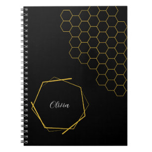 Stylish Vintage Geometric Hexagons Personalized  Notebook