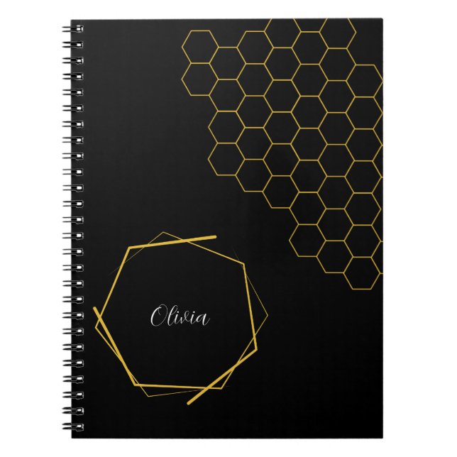 Stylish Vintage Geometric Hexagons Personalized  Notebook (Front)