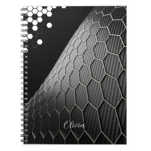 Stylish Vintage Geometric Hexagons Personalized  Notebook