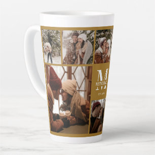 Stylish Vintage Gold Family Photo Collage Keepsake Latte Mug