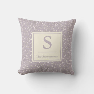 Stylish Vintage Lilac Floral Pattern Monogram Name Throw Pillow