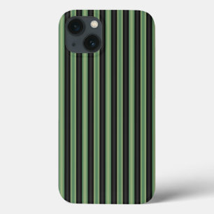 Stylish Vintage Olive Sage Green Black 3D Striped  iPhone 13 Case