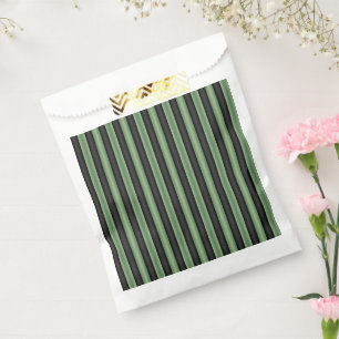 Stylish Vintage Olive Sage Green Black 3D Striped Favour Bag