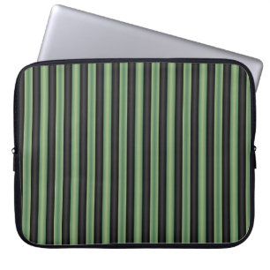 Stylish Vintage Olive Sage Green Black 3D Striped  Laptop Sleeve