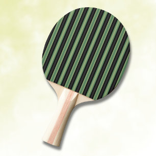 Stylish Vintage Olive Sage Green Black 3D Striped  Ping Pong Paddle
