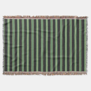 Stylish Vintage Olive Sage Green Black 3D Striped Throw Blanket