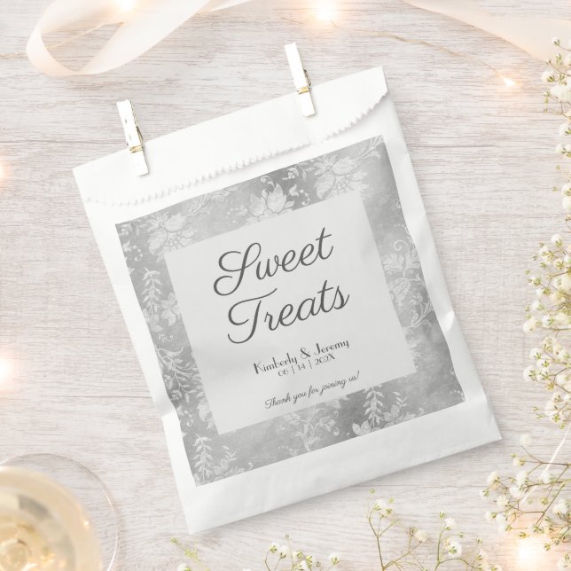 Stylish Vintage Pewter Wedding   Favour Bag (Clipped)