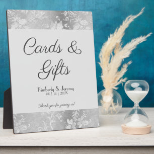 Stylish Vintage Pewter Wedding Sign Tabletop  Plaque