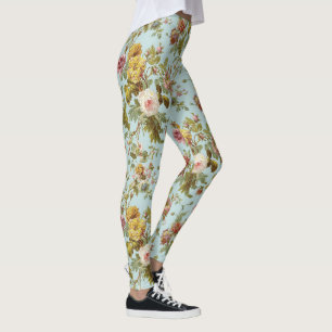 Stylish Vintage Pink Roses Flower Pattern Leggings