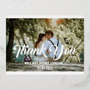 stylish vintage wedding thank you photo postcard