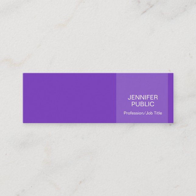 Stylish Violet Modern Professional Creative Chic Mini Business Card (Front)