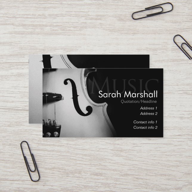 Stylish Violin Musician Business card (Front/Back In Situ)