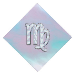 Stylish Virgo Zodiac Sign Nacre Mother of Pearl Graduation Cap Topper