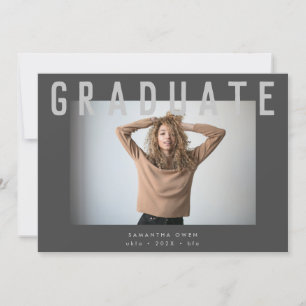 stylish voguish grey chic smart grad photo announc announcement