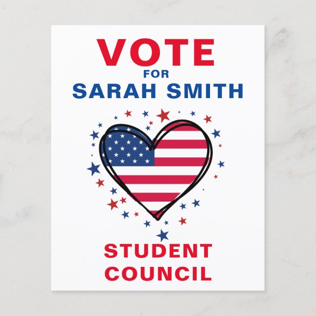 stylish Vote for Class President: HEART Flyer (Front)