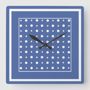 Stylish Wall Clock, Dark Blue Polka Dots Square Wall Clock