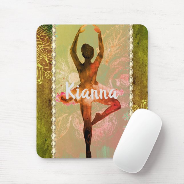 Stylish Watercolor Ballerina  Personalized Mouse Pad (With Mouse)
