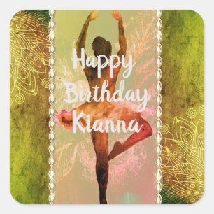 Stylish Watercolor Ballerina Square Sticker