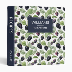 Stylish Watercolor Blackberry Personalized Recipes Binder