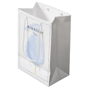 Stylish Watercolor Blue Cotton Candy Birthday Medium Gift Bag