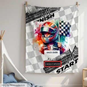 Stylish Watercolor Boy Racing Formula 1 Gift Fleece Blanket