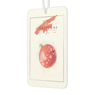 Stylish Watercolor Christmas Tree Red Ball Air Freshener