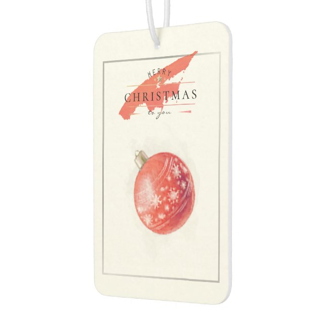 Stylish Watercolor Christmas Tree Red Ball Air Freshener (Left)