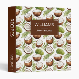 Stylish Watercolor Coconut Personalized Recipe Binder