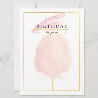 Stylish Watercolor Cotton Candy Birthday Postcard