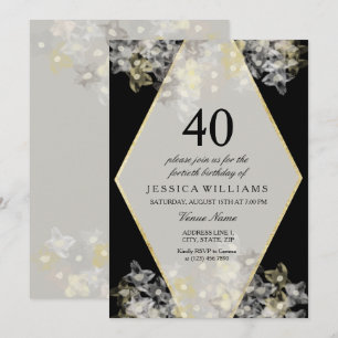 Stylish Watercolor Floral 40th Birthday Invitation
