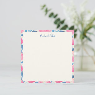 Stylish Watercolor Floral Blue Pink Personalized  Card