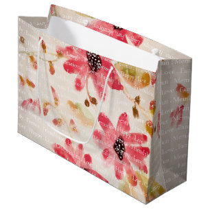 Stylish Watercolor Floral Large Gift Bag