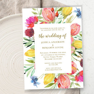 Stylish Watercolor Garden Floral Timeless Wedding  Invitation