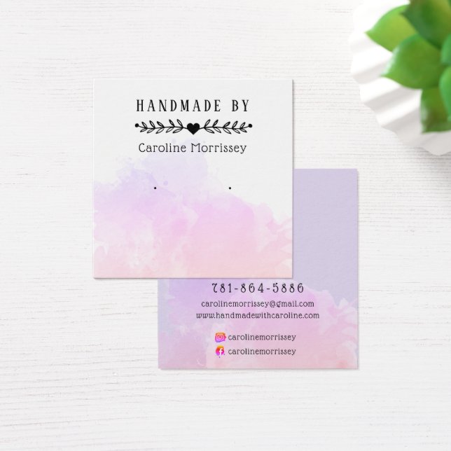 Stylish Watercolor Splash Earring Display Card (Desk)
