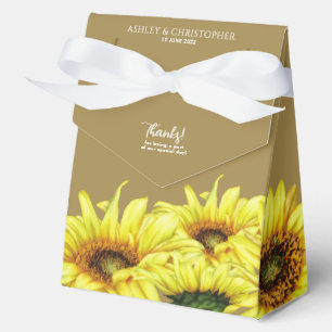 Stylish Watercolor Sunflower Gold Wedding Favor Box