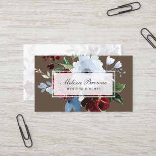 stylish watercolor wedding planner business card