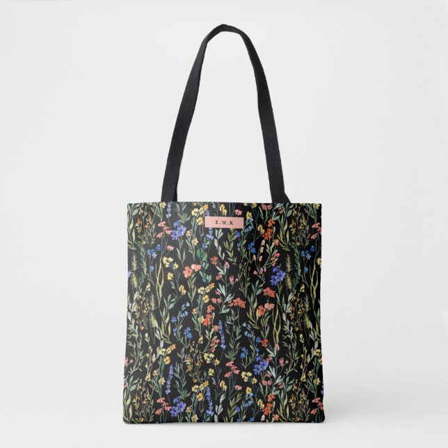 Stylish Watercolor Wildflower Pattern  Tote Bag (Front)