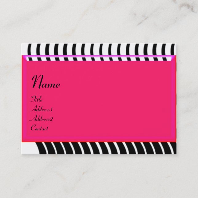 STYLISH WAVES MONOGRAM , black and white pink Business Card (Front)