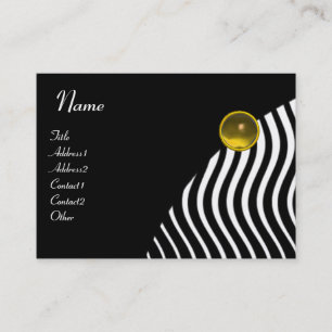 STYLISH WAVES MONOGRAM TOPAZ, black and white Business Card